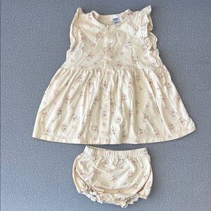 Petit Bateau Floral Cream Girls’ Dress Set